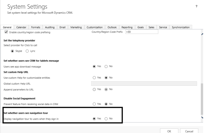 navigation tour checkbox