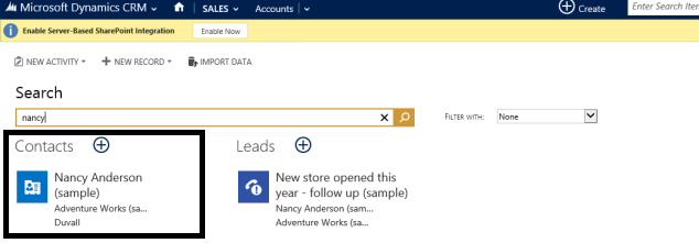 cross-search results view